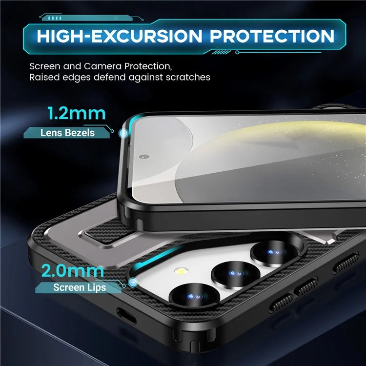 For Samsung Galaxy S24+ Case TPU+PC Kickstand Phone Cover with Silicone Finger Strap