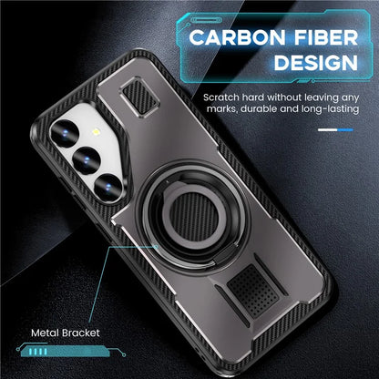 For Samsung Galaxy S24+ Case TPU+PC Kickstand Phone Cover with Silicone Finger Strap