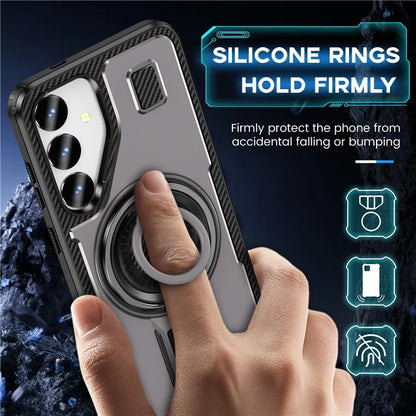 For Samsung Galaxy S24+ Case TPU+PC Kickstand Phone Cover with Silicone Finger Strap