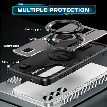 For Samsung Galaxy S24+ Case TPU+PC Kickstand Phone Cover with Silicone Finger Strap