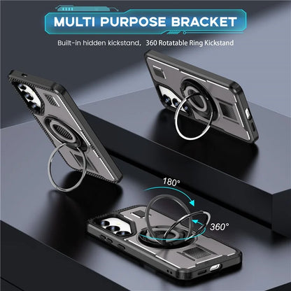 For Samsung Galaxy S24+ Case TPU+PC Kickstand Phone Cover with Silicone Finger Strap