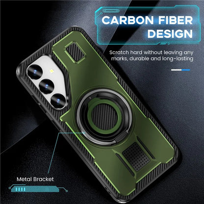 For Samsung Galaxy S24+ Case TPU+PC Kickstand Phone Cover with Silicone Finger Strap