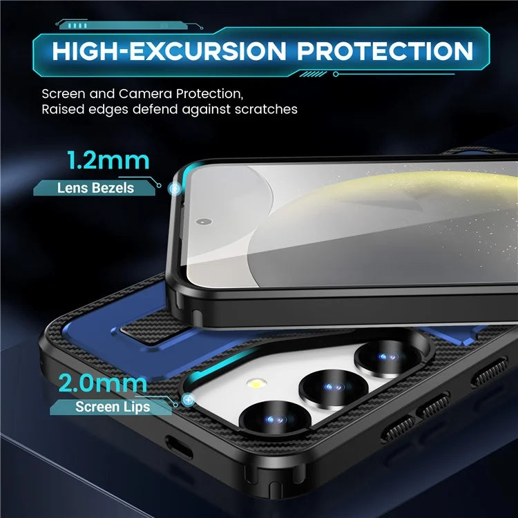For Samsung Galaxy S24+ Case TPU+PC Kickstand Phone Cover with Silicone Finger Strap