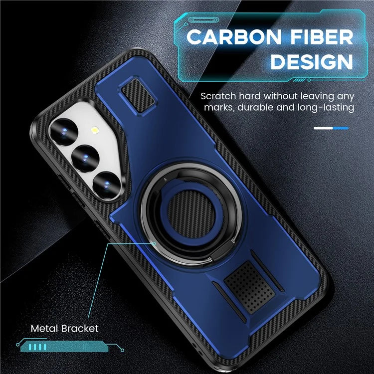 For Samsung Galaxy S24+ Case TPU+PC Kickstand Phone Cover with Silicone Finger Strap