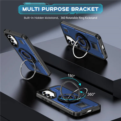 For Samsung Galaxy S24+ Case TPU+PC Kickstand Phone Cover with Silicone Finger Strap