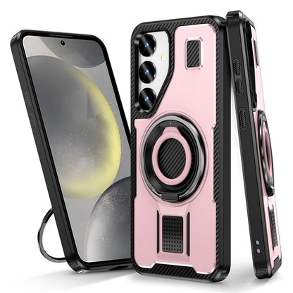 For Samsung Galaxy S24+ Case TPU+PC Kickstand Phone Cover with Silicone Finger Strap