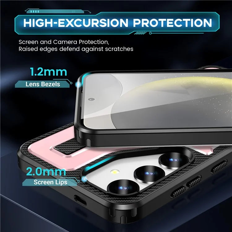 For Samsung Galaxy S24+ Case TPU+PC Kickstand Phone Cover with Silicone Finger Strap