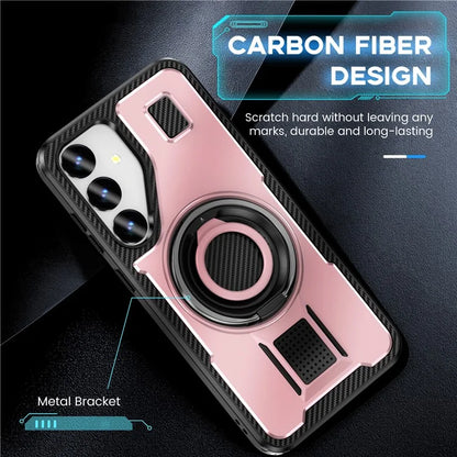 For Samsung Galaxy S24+ Case TPU+PC Kickstand Phone Cover with Silicone Finger Strap
