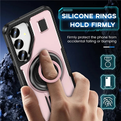 For Samsung Galaxy S24+ Case TPU+PC Kickstand Phone Cover with Silicone Finger Strap