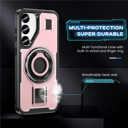 For Samsung Galaxy S24+ Case TPU+PC Kickstand Phone Cover with Silicone Finger Strap