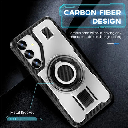 For Samsung Galaxy S24 Case TPU+PC Kickstand Phone Cover with Silicone Finger Strap