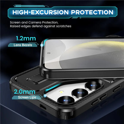 For Samsung Galaxy S24 Case TPU+PC Kickstand Phone Cover with Silicone Finger Strap