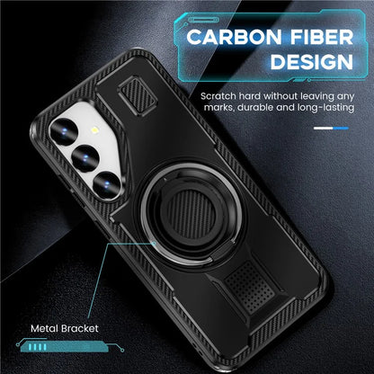 For Samsung Galaxy S24 Case TPU+PC Kickstand Phone Cover with Silicone Finger Strap