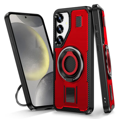 For Samsung Galaxy S24 Case TPU+PC Kickstand Phone Cover with Silicone Finger Strap