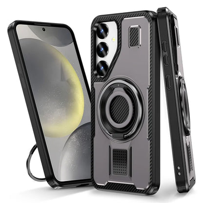 For Samsung Galaxy S24 Case TPU+PC Kickstand Phone Cover with Silicone Finger Strap