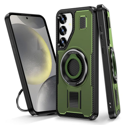 For Samsung Galaxy S24 Case TPU+PC Kickstand Phone Cover with Silicone Finger Strap