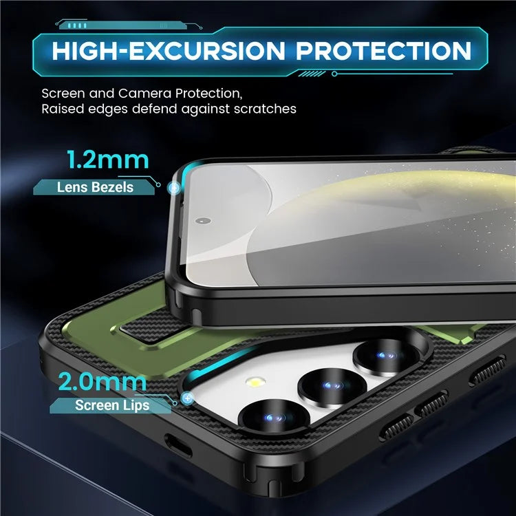 For Samsung Galaxy S24 Case TPU+PC Kickstand Phone Cover with Silicone Finger Strap