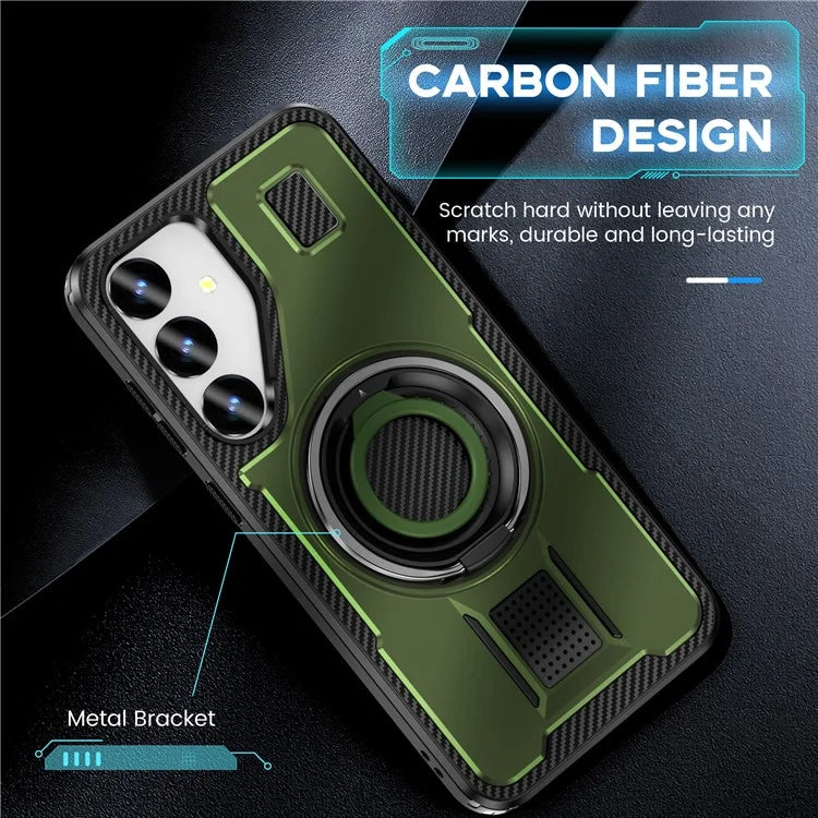 For Samsung Galaxy S24 Case TPU+PC Kickstand Phone Cover with Silicone Finger Strap