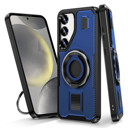 For Samsung Galaxy S24 Case TPU+PC Kickstand Phone Cover with Silicone Finger Strap
