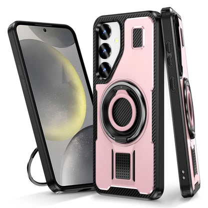 For Samsung Galaxy S24 Case TPU+PC Kickstand Phone Cover with Silicone Finger Strap