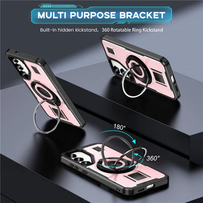 For Samsung Galaxy S24 Case TPU+PC Kickstand Phone Cover with Silicone Finger Strap