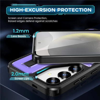 For Samsung Galaxy S24 Case TPU+PC Kickstand Phone Cover with Silicone Finger Strap
