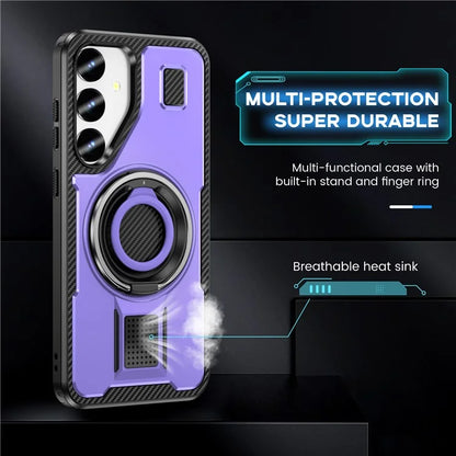 For Samsung Galaxy S24 Case TPU+PC Kickstand Phone Cover with Silicone Finger Strap