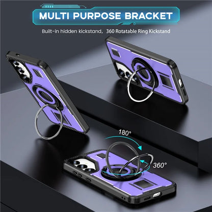 For Samsung Galaxy S24 Case TPU+PC Kickstand Phone Cover with Silicone Finger Strap