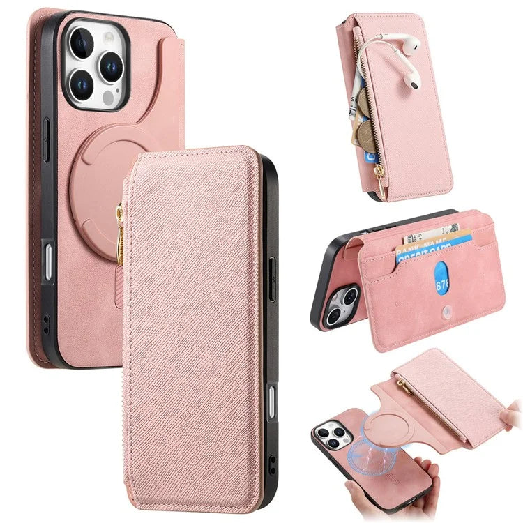CASENEO For iPhone 16 Pro Max Case Cross Texture Leather Detachable Magnetic Phone Cover
