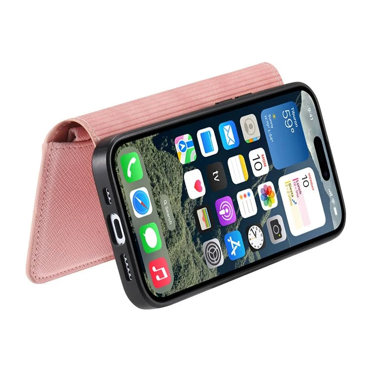 CASENEO For iPhone 16 Pro Max Case Cross Texture Leather Detachable Magnetic Phone Cover