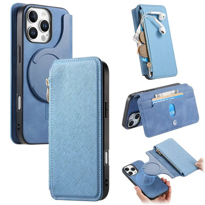 CASENEO For iPhone 16 Pro Max Case Cross Texture Leather Detachable Magnetic Phone Cover