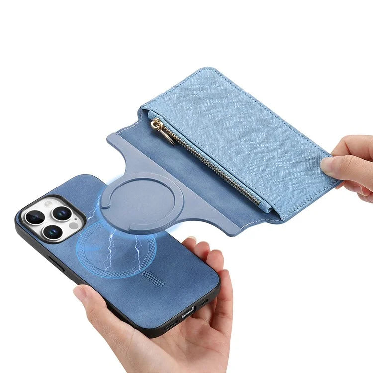CASENEO For iPhone 16 Pro Max Case Cross Texture Leather Detachable Magnetic Phone Cover