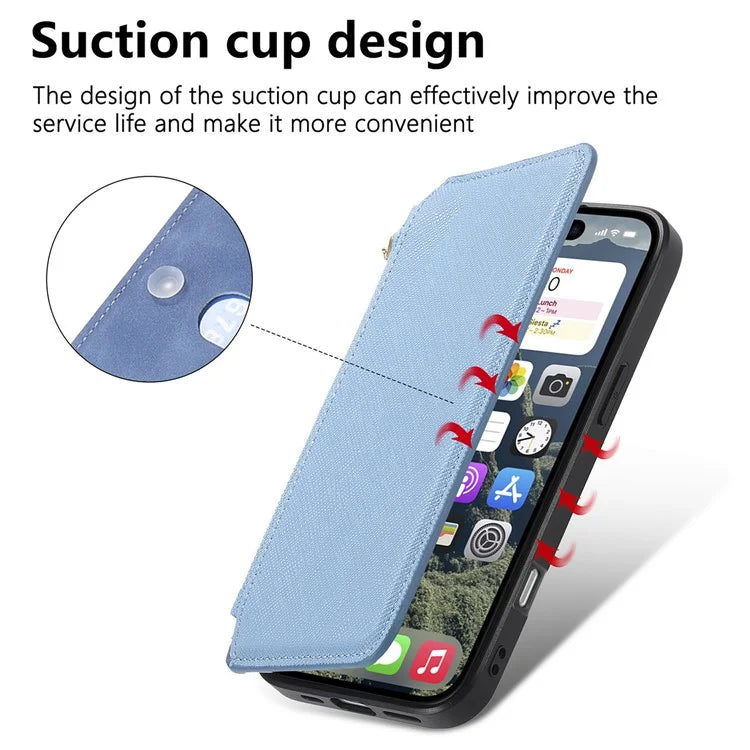 CASENEO For iPhone 16 Pro Max Case Cross Texture Leather Detachable Magnetic Phone Cover