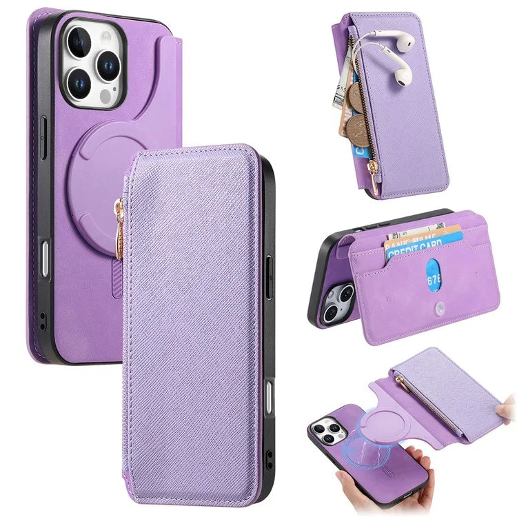 CASENEO For iPhone 16 Pro Max Case Cross Texture Leather Detachable Magnetic Phone Cover