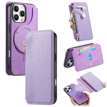 CASENEO For iPhone 16 Pro Max Case Cross Texture Leather Detachable Magnetic Phone Cover