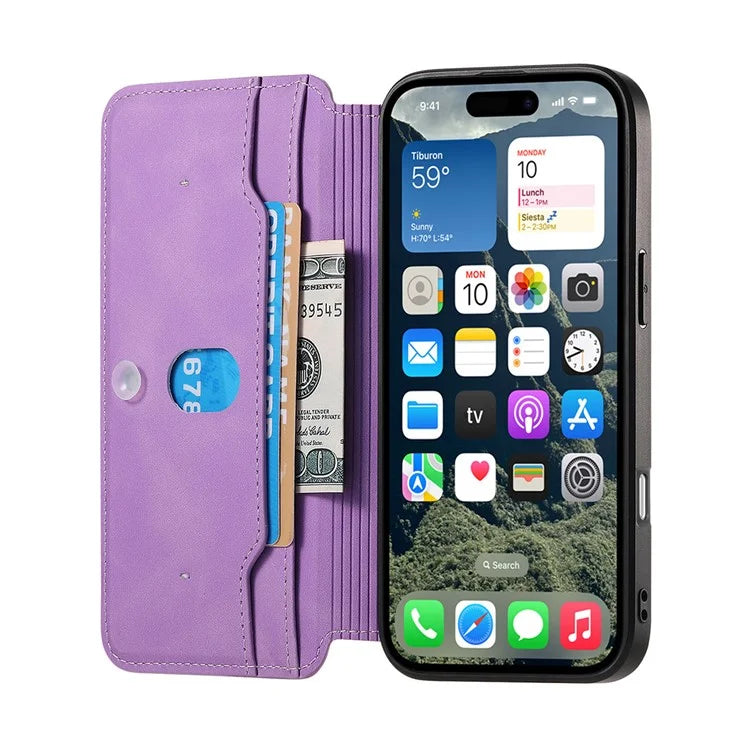 CASENEO For iPhone 16 Pro Max Case Cross Texture Leather Detachable Magnetic Phone Cover
