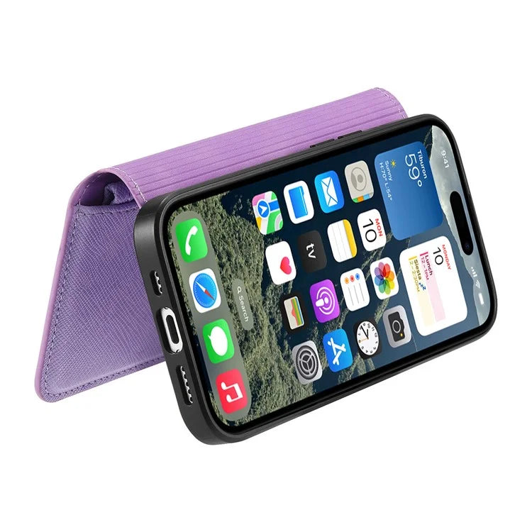 CASENEO For iPhone 16 Pro Max Case Cross Texture Leather Detachable Magnetic Phone Cover