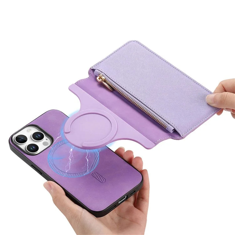 CASENEO For iPhone 16 Pro Max Case Cross Texture Leather Detachable Magnetic Phone Cover
