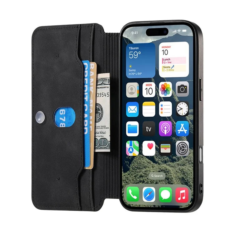 CASENEO For iPhone 16 Pro Max Case Cross Texture Leather Detachable Magnetic Phone Cover
