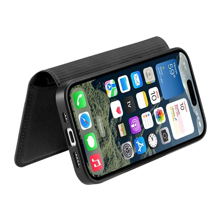 CASENEO For iPhone 16 Pro Max Case Cross Texture Leather Detachable Magnetic Phone Cover