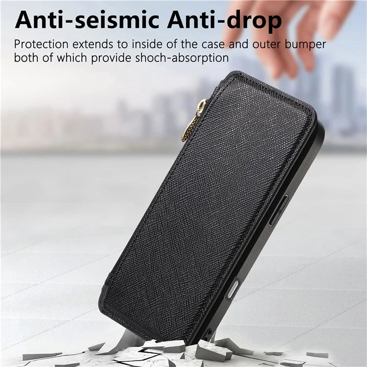 CASENEO For iPhone 16 Pro Max Case Cross Texture Leather Detachable Magnetic Phone Cover