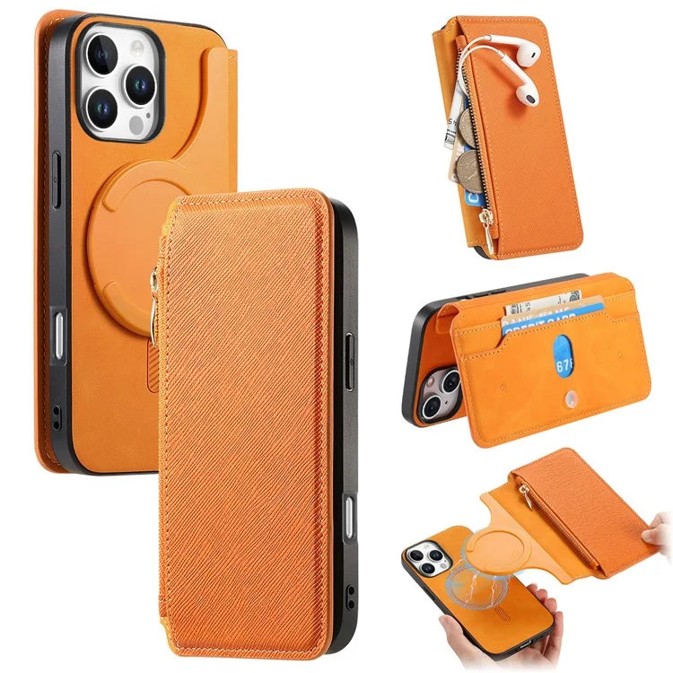 CASENEO For iPhone 16 Pro Max Case Cross Texture Leather Detachable Magnetic Phone Cover