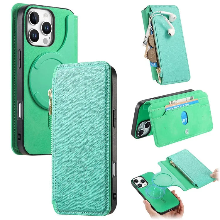 CASENEO For iPhone 16 Pro Max Case Cross Texture Leather Detachable Magnetic Phone Cover