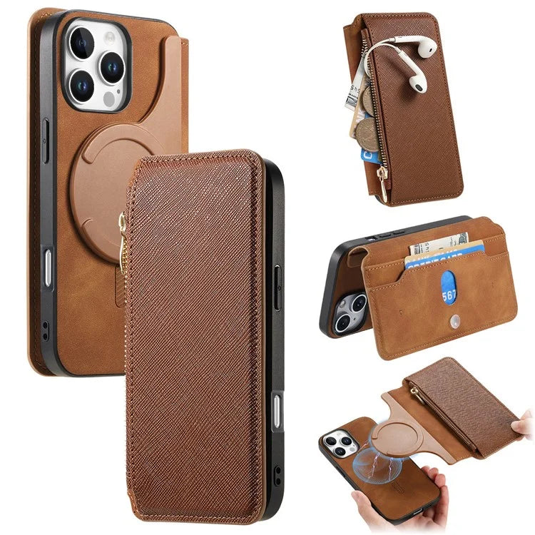 CASENEO For iPhone 16 Pro Max Case Cross Texture Leather Detachable Magnetic Phone Cover