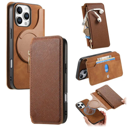 CASENEO For iPhone 16 Pro Max Case Cross Texture Leather Detachable Magnetic Phone Cover