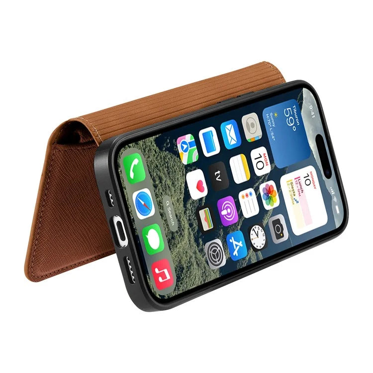 CASENEO For iPhone 16 Pro Max Case Cross Texture Leather Detachable Magnetic Phone Cover