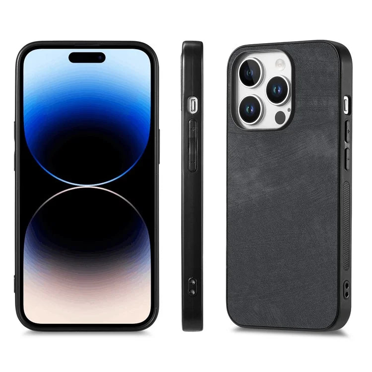 For iPhone 16 Pro Case Retro Leather + TPU Shockproof Protective Phone Cover