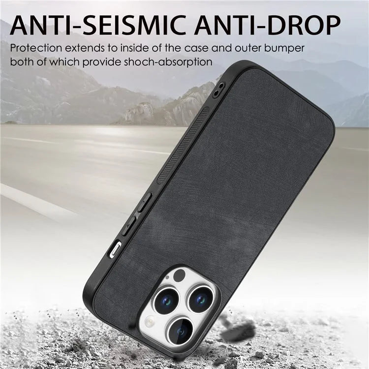 For iPhone 16 Pro Case Retro Leather + TPU Shockproof Protective Phone Cover