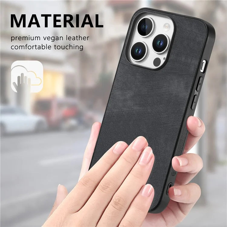 For iPhone 16 Pro Case Retro Leather + TPU Shockproof Protective Phone Cover