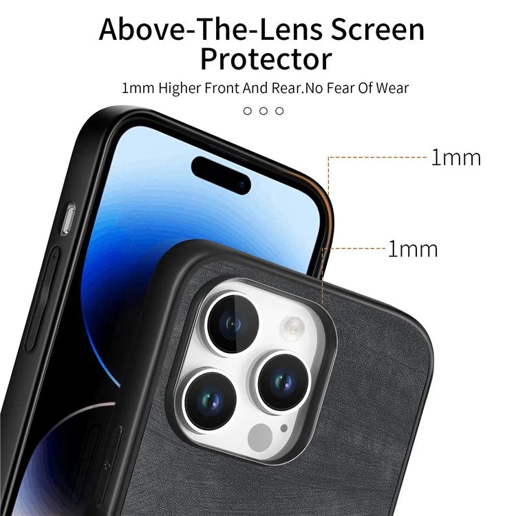 For iPhone 16 Pro Case Retro Leather + TPU Shockproof Protective Phone Cover